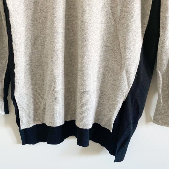 J.Crew Grey Black Colorblock Pullover Sweater Size S | Wool Blend Crewneck Knit - Picture 3 of 6